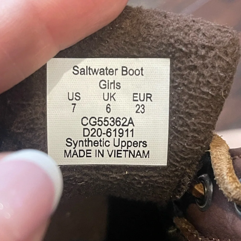 Sperry Boots Girls Size 7  Saltwater Ankle Booties Brown Rubber Waterproof